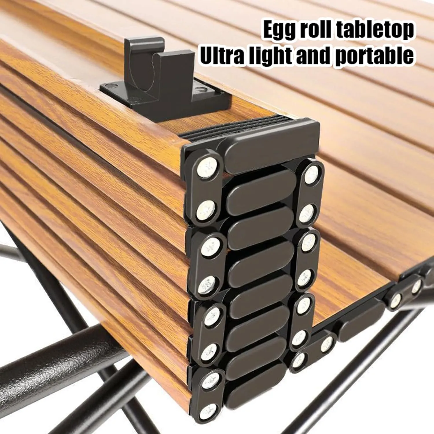 Portable Picnic Table with Seats for More People, Folding Roll up Carbon Steel Camping Compact Table Collapsible Lightweight Lawn Chair for Garden Patio