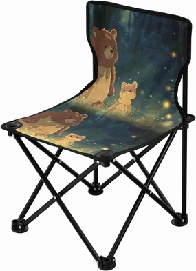 Portable Camping Folding Chairs Foldable Chair Small Bear Cartoon Cute Lightweight Backpacking Outdoor Outside Fishing