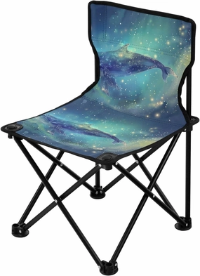 Portable Camping Folding Chairs Foldable Chair Small Whales Night Sky Lightweight Backpacking Outdoor Outside Fishing