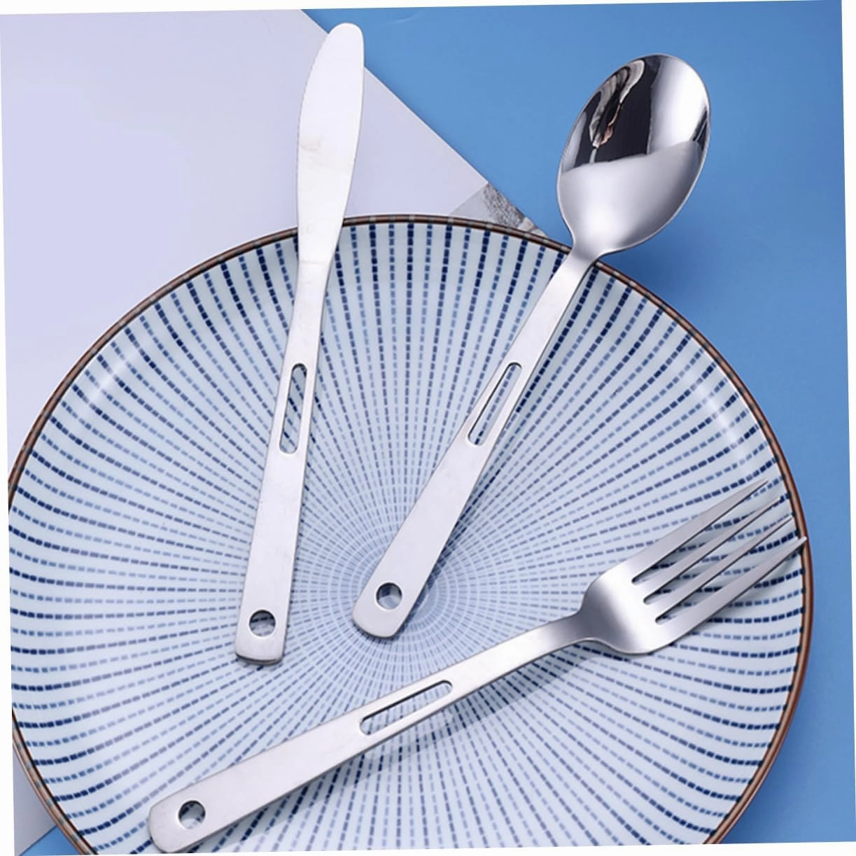 Portable Camping Utensils 5pcs Cutlery Set Stainless Steel Camping Dinnerware Travel Cutlery Compact Lightweight Perfect for Outdoor Activities