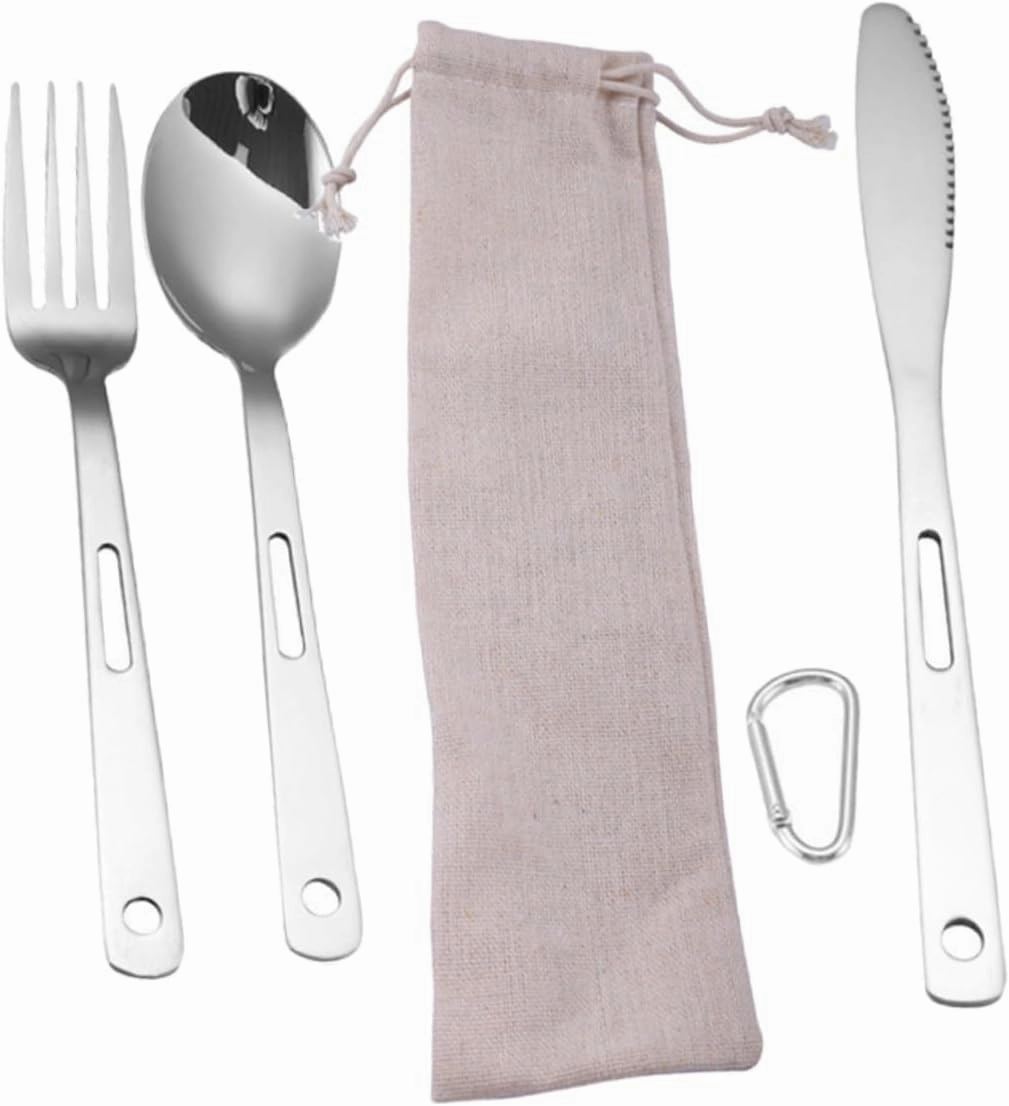 Portable Camping Utensils 5pcs Cutlery Set Stainless Steel Camping Dinnerware Travel Cutlery Compact Lightweight Perfect for Outdoor Activities