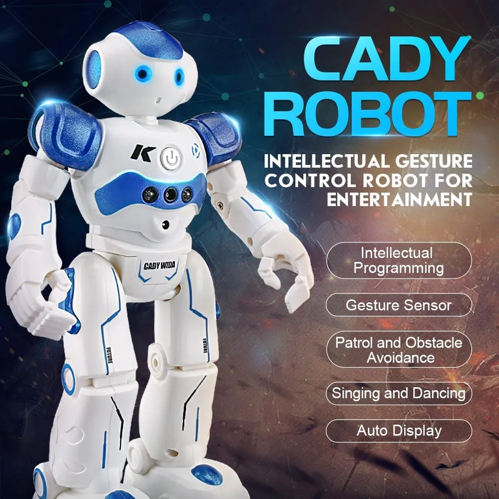 PowerTRC RC Robot Toys for Kids, Remote Control Smart Robot, Programmable, Gesture Sensing Toy with Light & Sound Birthday Gift Present for Age 6 7 8 9 10 , Blue
