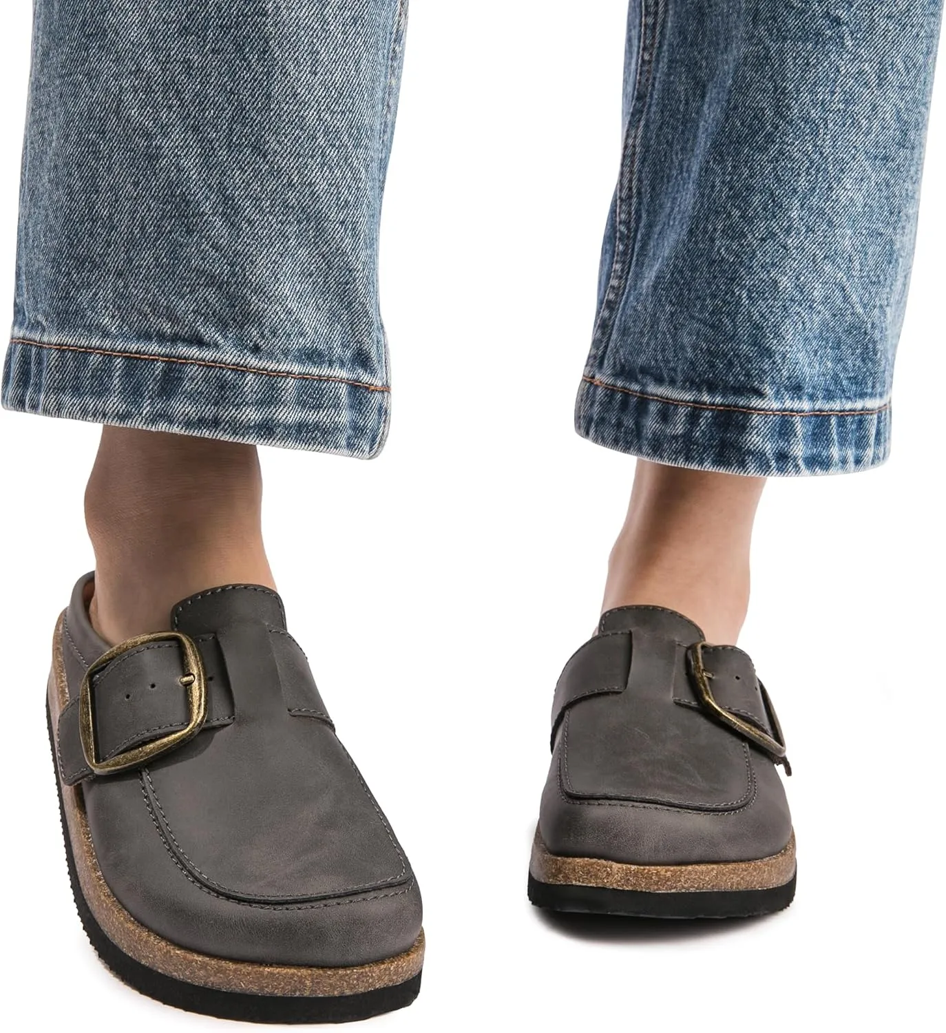 Premium Eco-Leather Women's Clogs - Slip-Resistant Non-Skid Sole, Plush Memory Foam Insole, Lightweight & Comfortable, Versatile for Work, Casual, or Outdoor Occasions