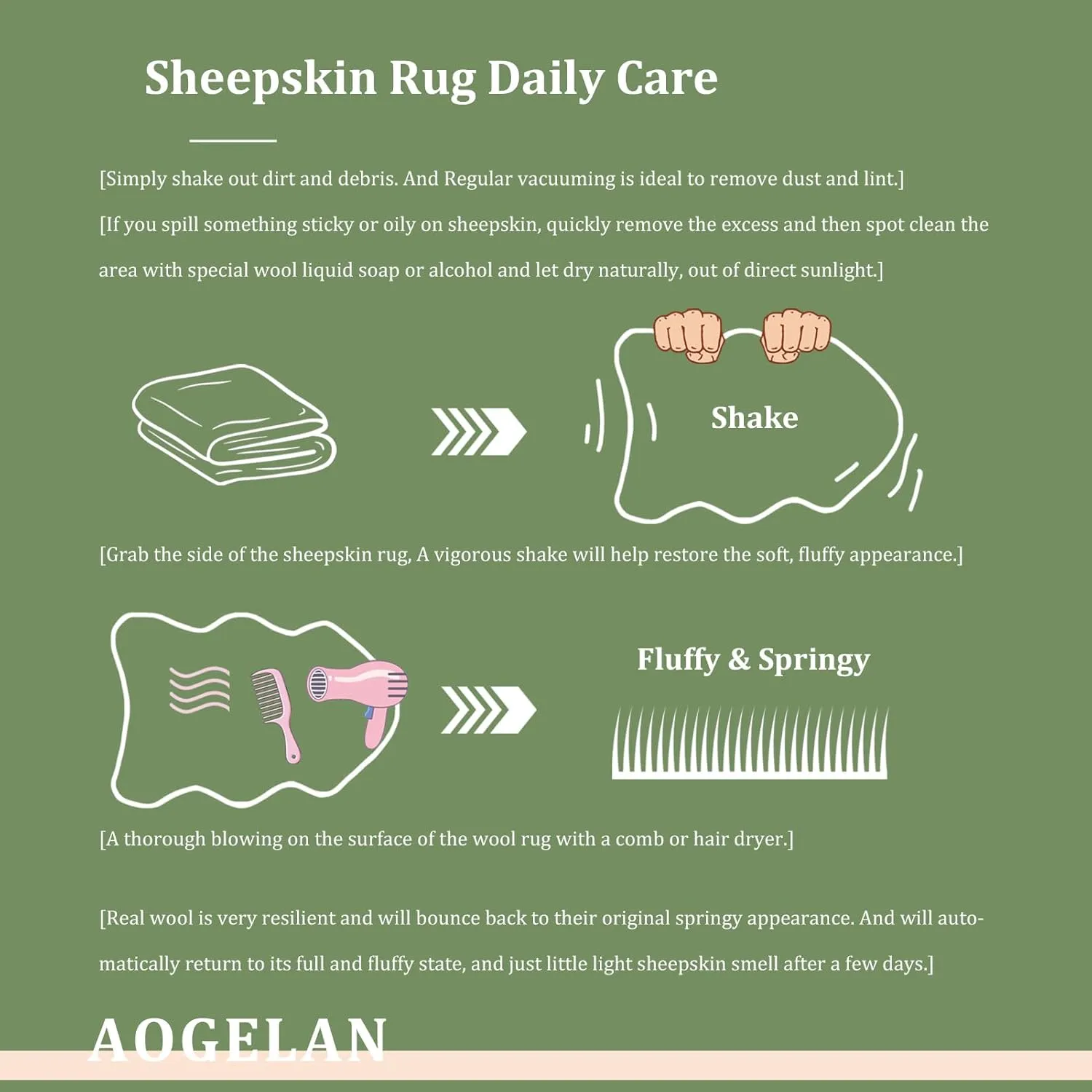 Premium Genuine Sheepskin Rug, Genuine Sheepskin Natural Fluffy Fuzzy Lambskin Fur Area Rug for Kids Bedroom Sofa Chair Seat Cover Pets Dogs Mat Single Pelt/2'x 3' White/Ivory