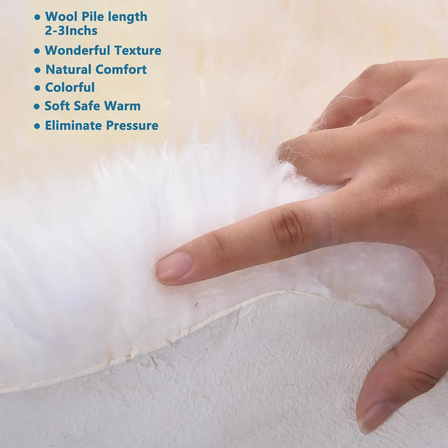 Premium Genuine Sheepskin Rug, Genuine Sheepskin Natural Fluffy Fuzzy Lambskin Fur Area Rug for Kids Bedroom Sofa Chair Seat Cover Pets Dogs Mat Single Pelt/2'x 3' White/Ivory
