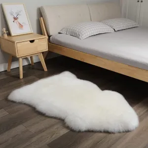 Premium Genuine Sheepskin Rug, Genuine Sheepskin Natural Fluffy Fuzzy Lambskin Fur Area Rug for Kids Bedroom Sofa Chair Seat Cover Pets Dogs Mat Single Pelt/2'x 3' White/Ivory
