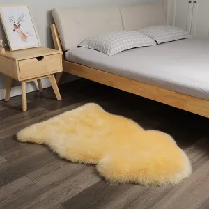 Premium Genuine Sheepskin Rug, Genuine Sheepskin Natural Fluffy Fuzzy Lambskin Fur Area Rug Seat Covers for Kids Bedroom Sofa Chair Cover Pets Dogs Mat Single Pelt/2' x 3' Golden Yellow
