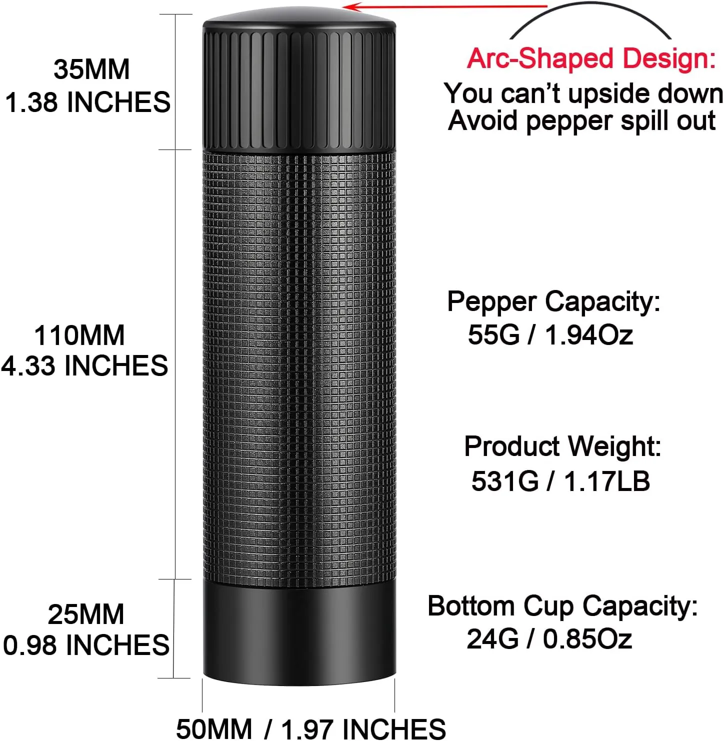 Premium Pepper Grinder Heavy Duty Aluminum Made Manual Pepper Mill with More Pepper Output Less Cranking Pepper Mills Set
