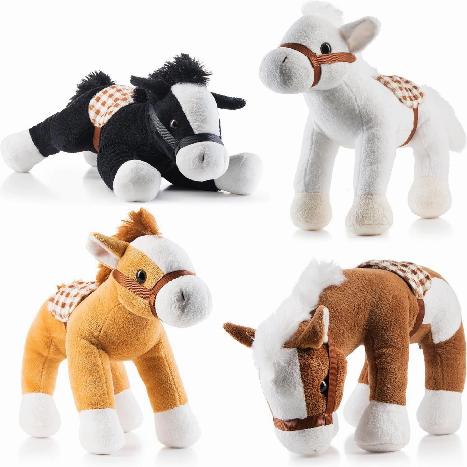 PREXTEX Plush Farm House with Soft and Cuddly 5" Plush Horses, Farm Boy, and Barn House Carry Along Case