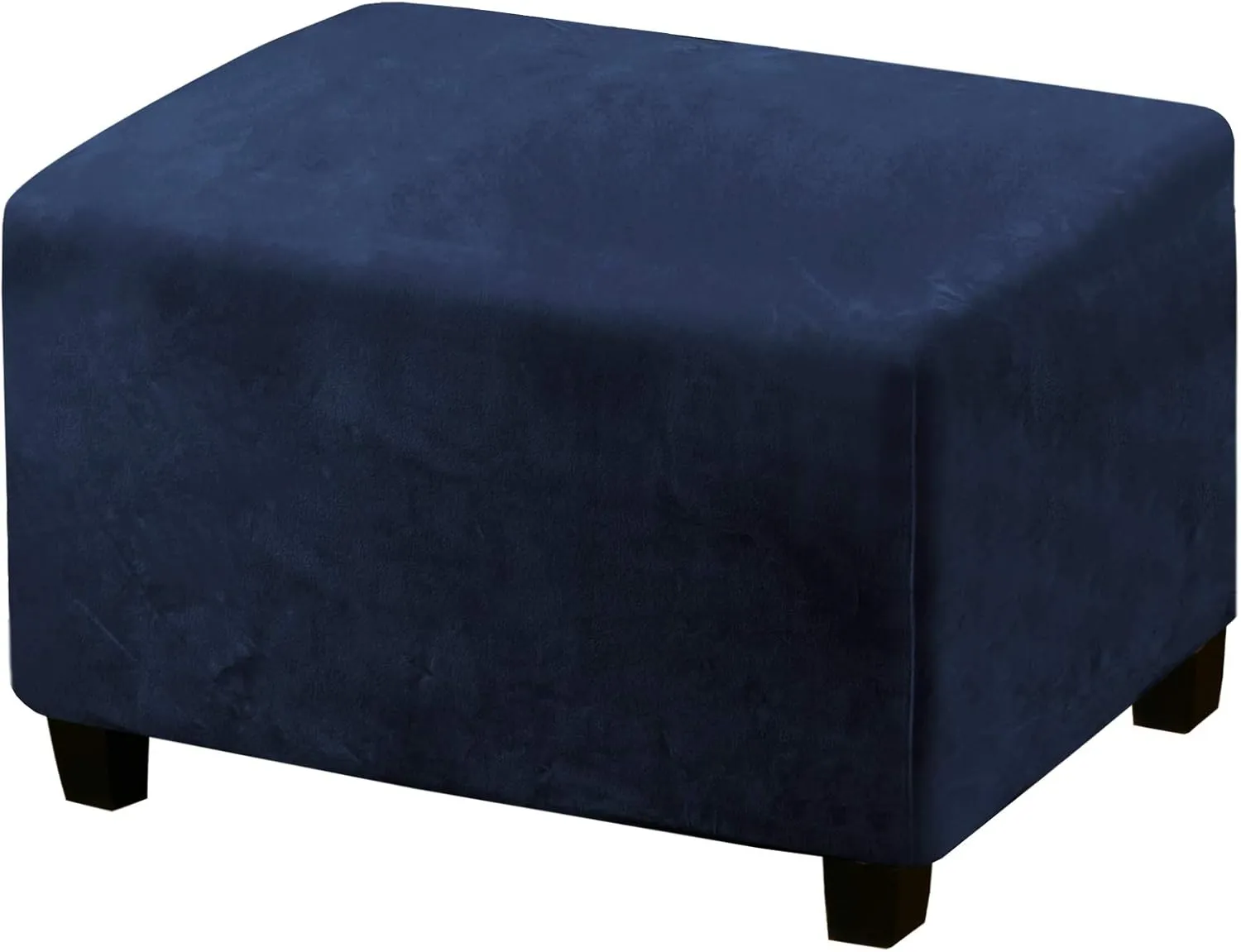 PrinceDeco Real Velvet Plush Ottoman Cover Soft Rectangle Folding Storage Covers Furniture Protector Removable Footstool Protect Footrest Covers Elastic Bottom(X-Large, Navy)