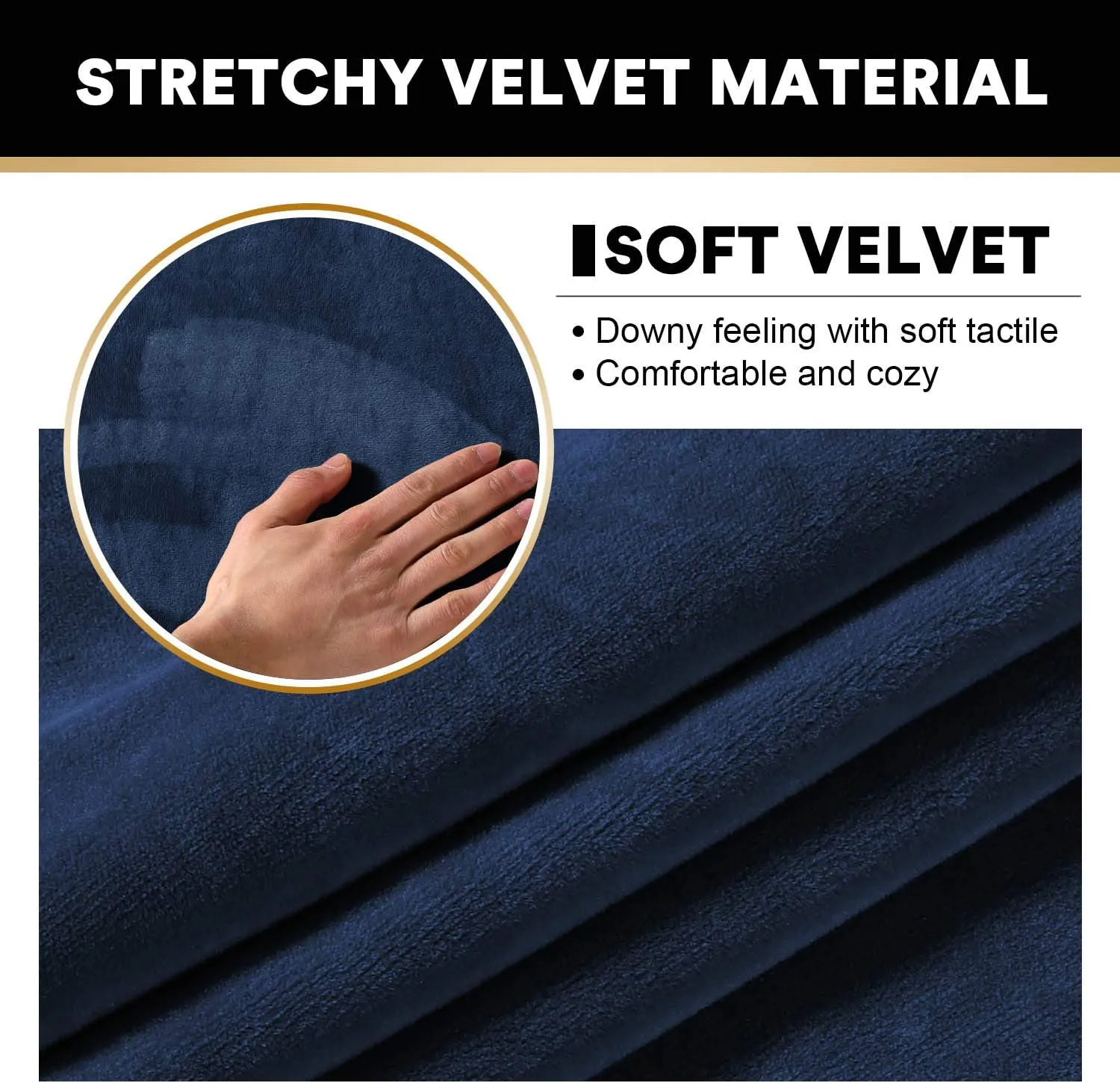 PrinceDeco Real Velvet Plush Ottoman Cover Soft Rectangle Folding Storage Covers Furniture Protector Removable Footstool Protect Footrest Covers Elastic Bottom(X-Large, Navy)