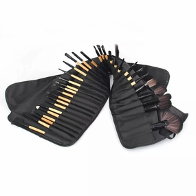 Professional Makeup Brush Set, 32-Piece with Storage Case, Wood Handle Cosmetic Brushes,business trips, and outdoor makeup touch-ups. It features compact storage that takes up little space