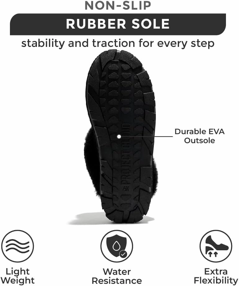 Project Cloud House Slippers for Women - Genuine Leather & Natural Fur Lining Fluffy Slippers - Cozy Memory Foam Womens Shoes (Hedy)