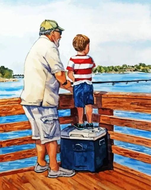 Puzzle 500 Pieces Grandpa and Grandson Fishing Interesting Parent-Child Games Family Entertainment Leisure Fun Interactive Wooden