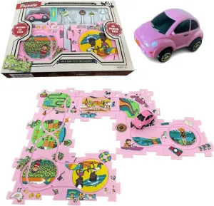 Puzzle board Jigsaw Puzzles. bo Pink Sports Car Toy Vehicle Themed Floor Puzzle Car Play Mat. Car Tracks Jigsaw Puzzles For Kids, Puzzle Toys Jigsaw Puzzle Mat. Educational Toy Brain Puzzles Car Track
