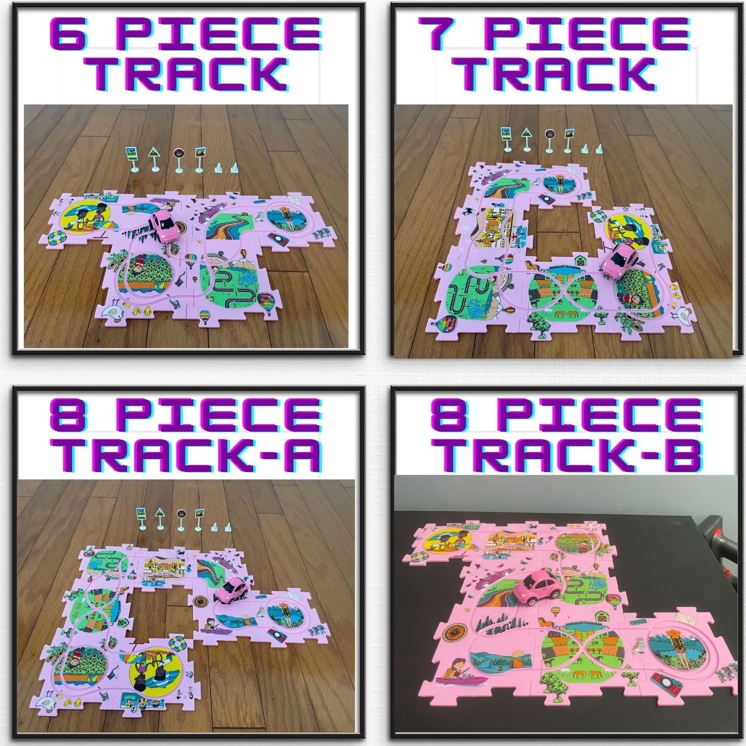Puzzle board Jigsaw Puzzles. bo Pink Sports Car Toy Vehicle Themed Floor Puzzle Car Play Mat. Car Tracks Jigsaw Puzzles For Kids, Puzzle Toys Jigsaw Puzzle Mat. Educational Toy Brain Puzzles Car Track