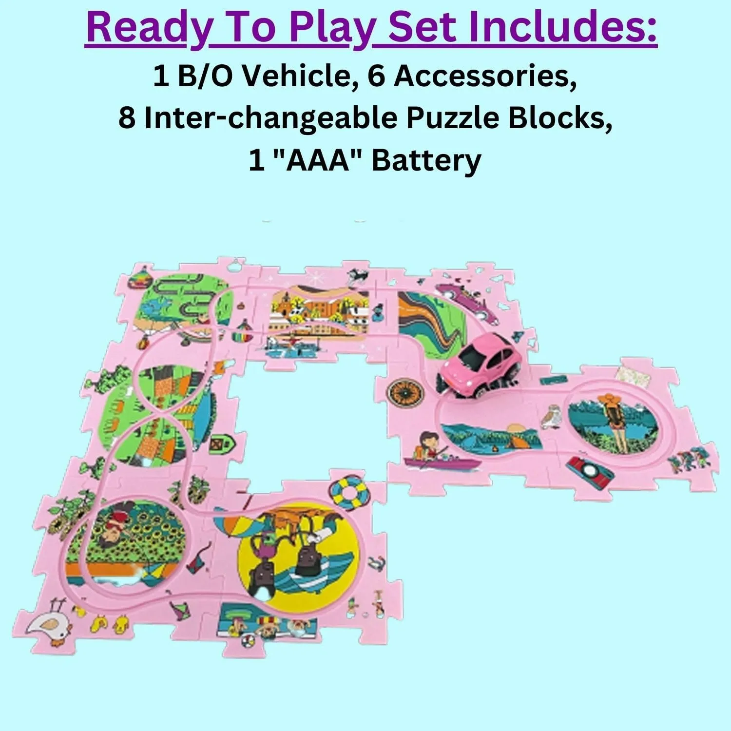 Puzzle board Jigsaw Puzzles. bo Pink Sports Car Toy Vehicle Themed Floor Puzzle Car Play Mat. Car Tracks Jigsaw Puzzles For Kids, Puzzle Toys Jigsaw Puzzle Mat. Educational Toy Brain Puzzles Car Track