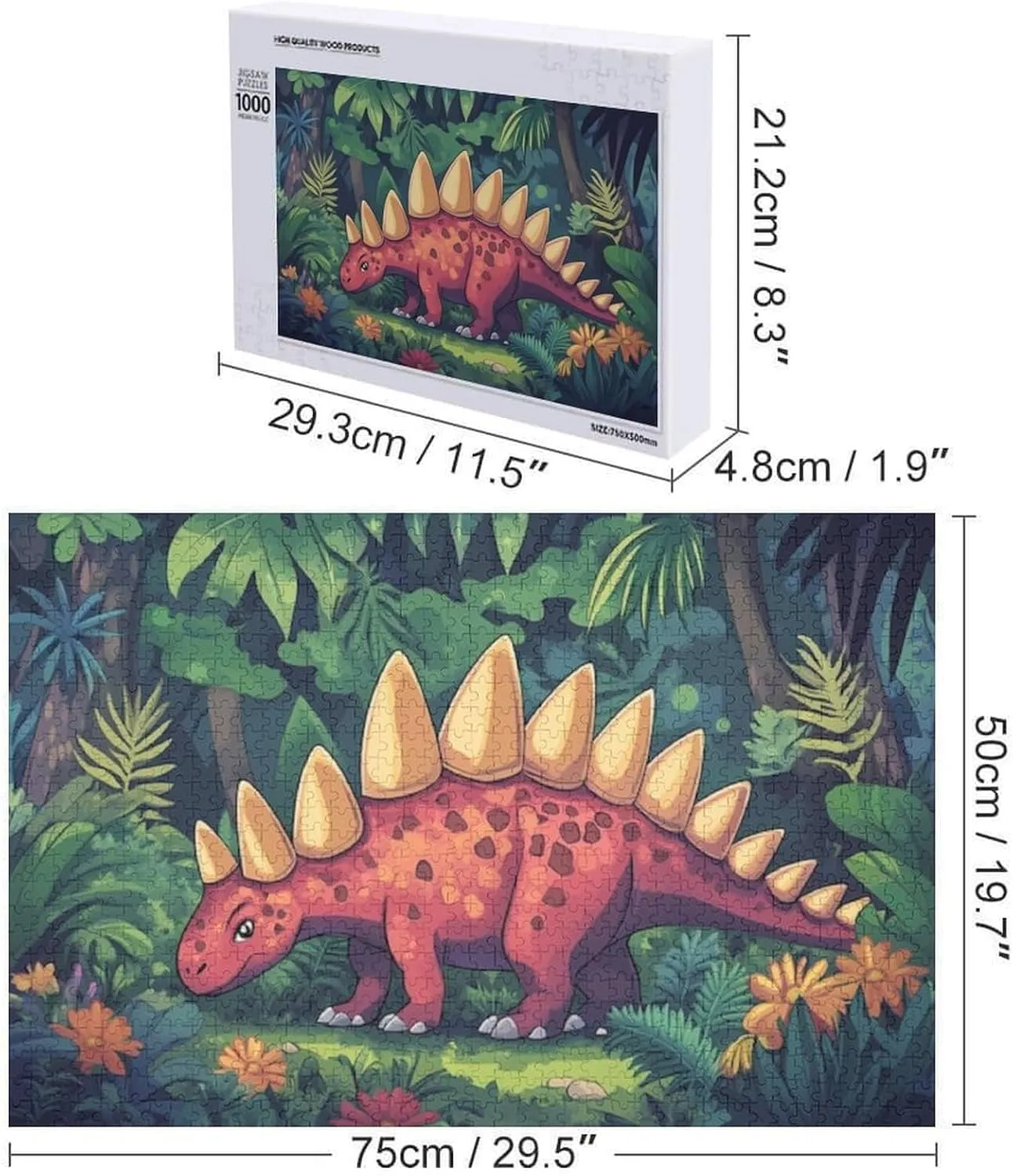 Puzzles for Adults 1000 Pieces - Stegosaurus Jungle Challenging Jigsaw Puzzle, Daring to Try, Family Entertainment Interactive Fun Jigsaw Puzzle Gifts