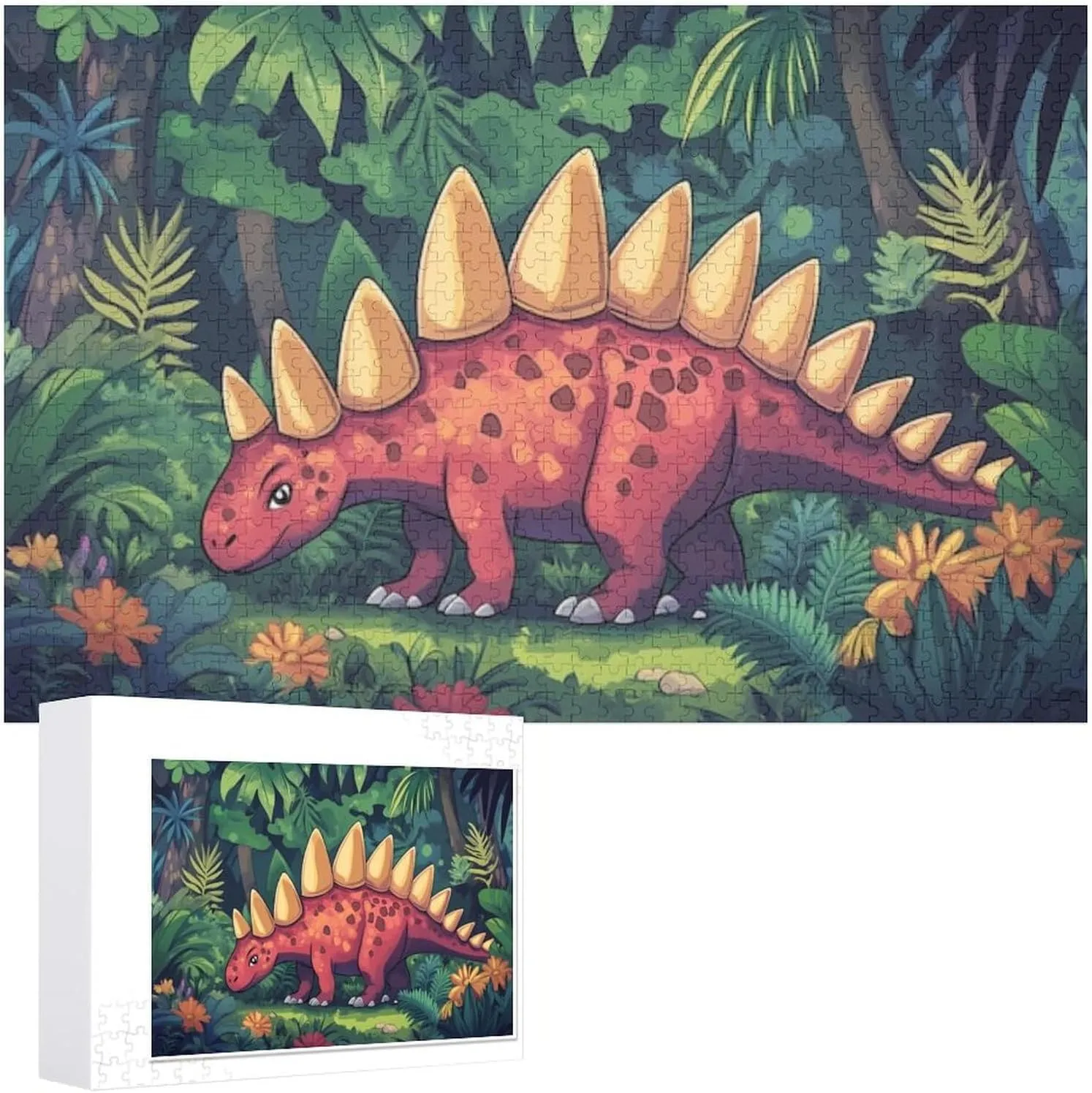 Puzzles for Adults 1000 Pieces - Stegosaurus Jungle Challenging Jigsaw Puzzle, Daring to Try, Family Entertainment Interactive Fun Jigsaw Puzzle Gifts