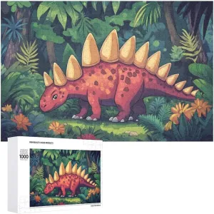 Puzzles for Adults 1000 Pieces - Stegosaurus Jungle Challenging Jigsaw Puzzle, Daring to Try, Family Entertainment Interactive Fun Jigsaw Puzzle Gifts