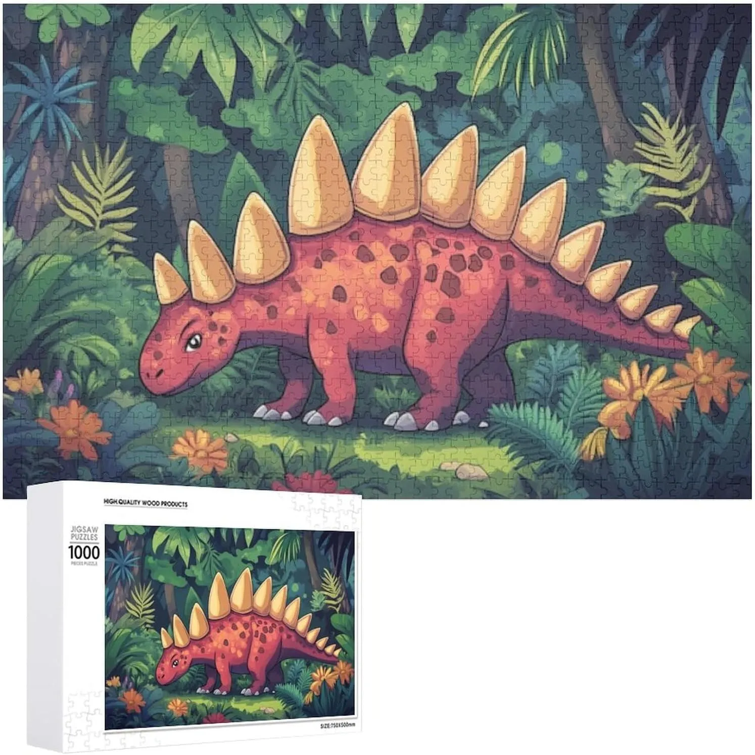 Puzzles for Adults 1000 Pieces - Stegosaurus Jungle Challenging Jigsaw Puzzle, Daring to Try, Family Entertainment Interactive Fun Jigsaw Puzzle Gifts