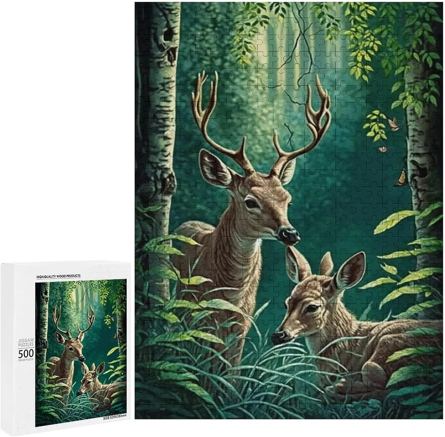 Puzzles for Adults 500 Pieces - Forest Fawns Mysterious Jungle Challenging Jigsaw Puzzle, Daring to Try, Family Entertainment Interactive Fun Jigsaw Puzzle Gifts