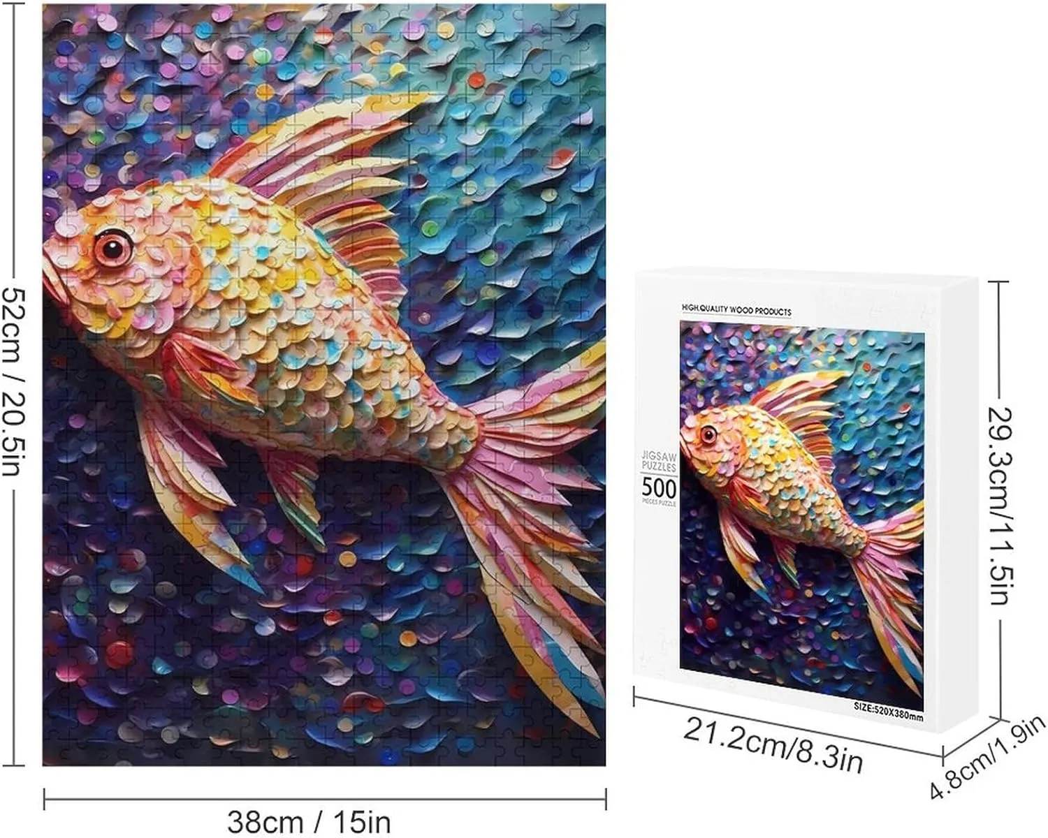 Puzzles for Adults 500 Pieces - The Unique Fish Funny Fish Challenging Jigsaw Puzzle, Daring to Try, Family Entertainment Interactive Fun Jigsaw Puzzle Gifts