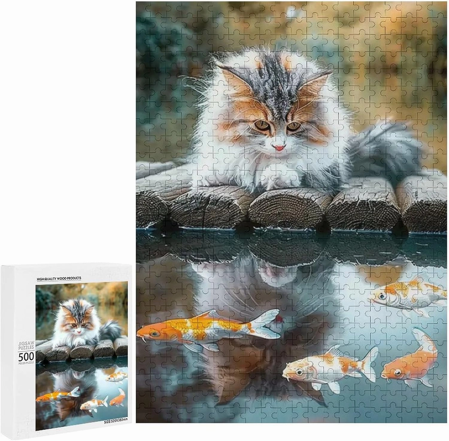 Puzzles for Adults 500 Pieces - Animals Cat Fish Funny Family Interactive for Puzzles Club Decor Or Gifts for Friends