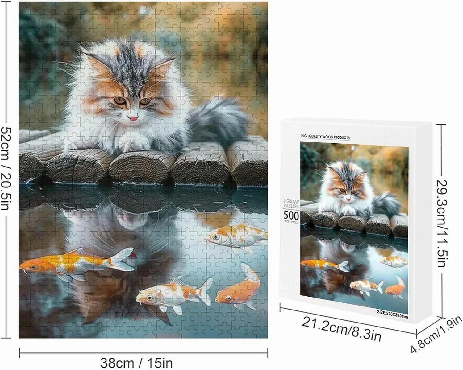 Puzzles for Adults 500 Pieces - Animals Cat Fish Funny Family Interactive for Puzzles Club Decor Or Gifts for Friends