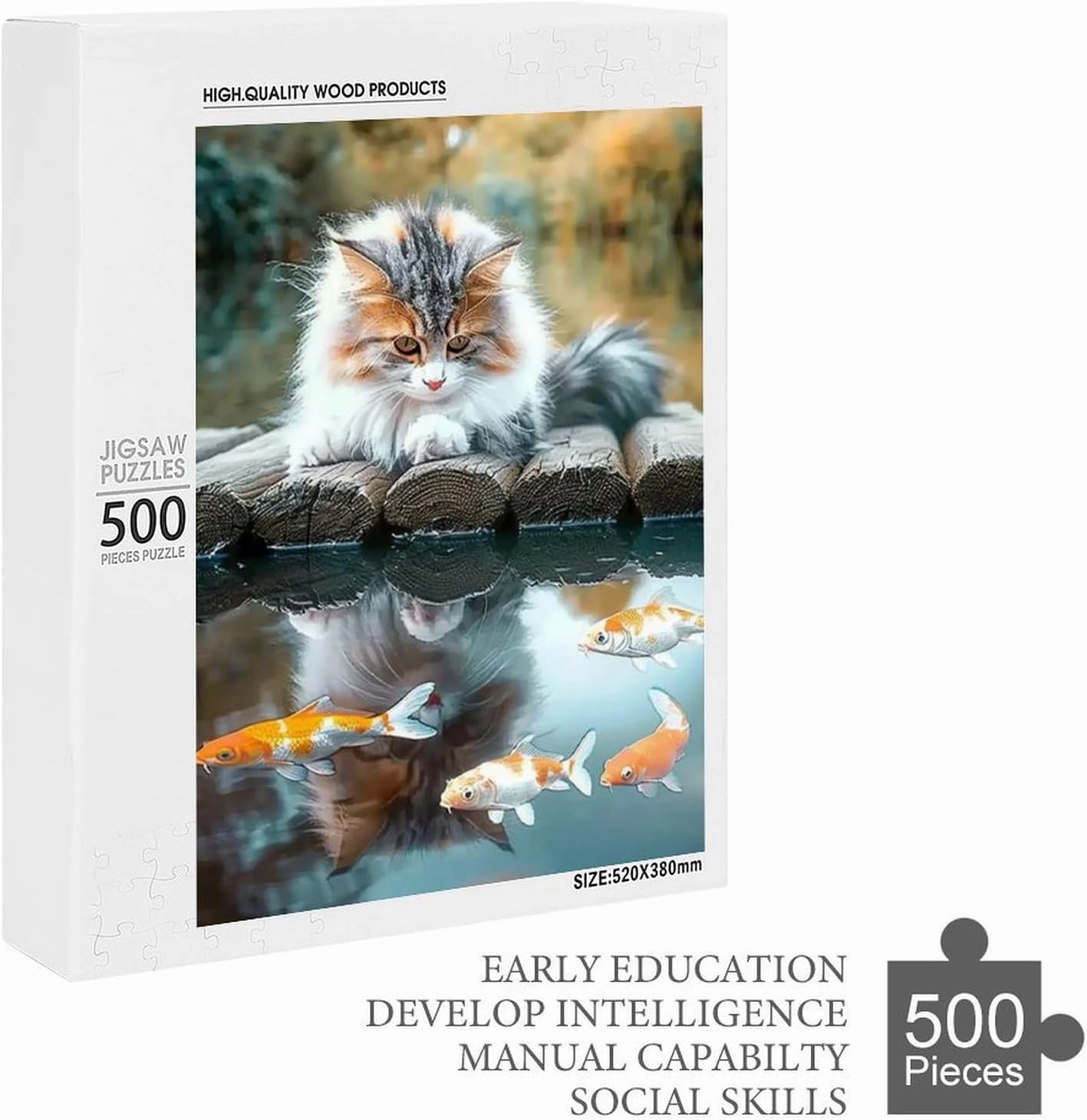 Puzzles for Adults 500 Pieces - Animals Cat Fish Funny Family Interactive for Puzzles Club Decor Or Gifts for Friends