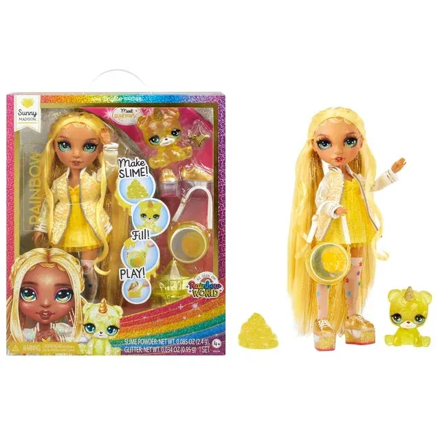 Rainbow High Sunny with Slime Kit & Pet, 11” Doll, Yellow, Ages 4 