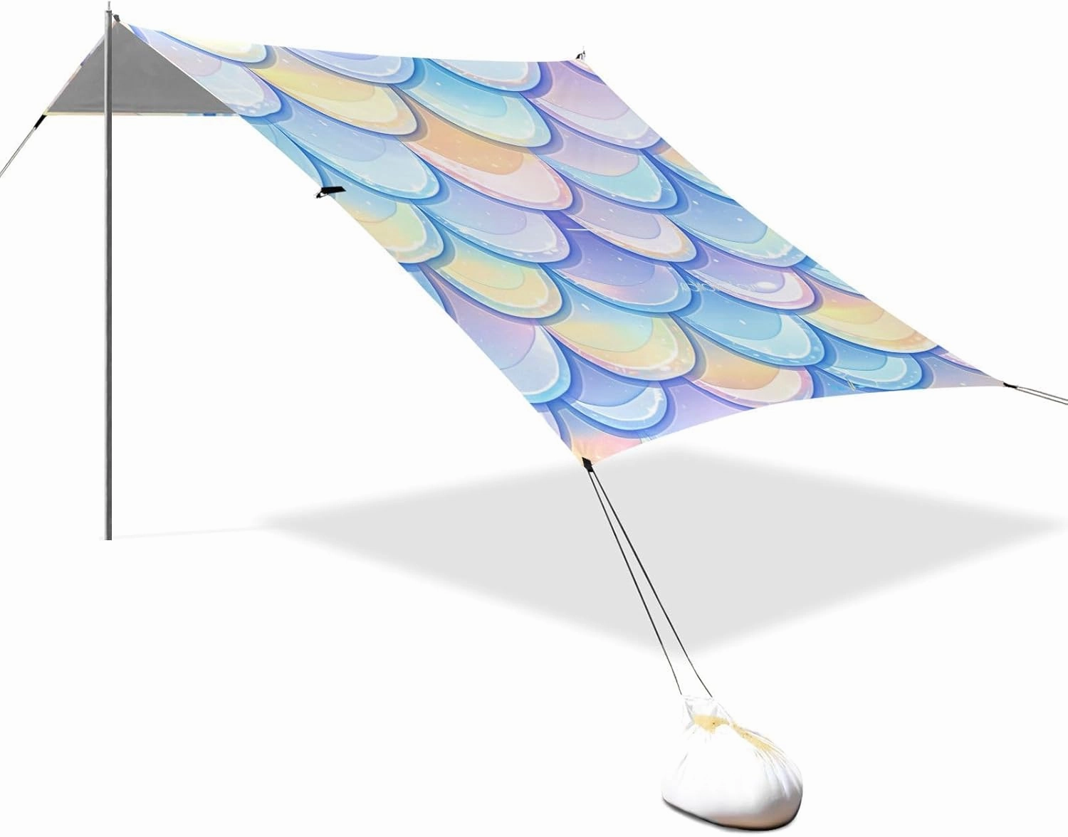 Rainbow Fish Scale Shimmering Designed UPF50  Foldable Beach Cabana Waterproof Sun Shade with Sandbags, Sand Shovel, Poles for Camping, Picnics, Backyard carpas para Playa en oferta