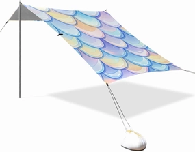 Rainbow Fish Scale Shimmering Designed UPF50  Foldable Beach Cabana Waterproof Sun Shade with Sandbags, Sand Shovel, Poles for Camping, Picnics, Backyard carpas para Playa en oferta