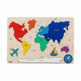 Rainbow World Map Puzzle, Educational Toy, Montessori Wooden Puzzle, Christmas Gifts, Eater Presents