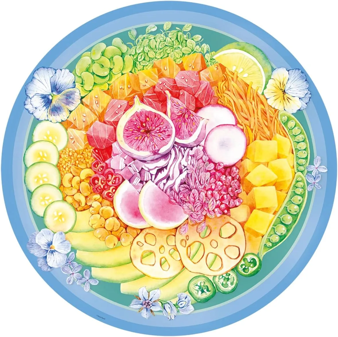 Ravensburger Circle of Colors: Poke Bowl 500 Piece Round Jigsaw Puzzle | Unique Softclick Technology | Perfect for Adults and Kids | FSC Certified