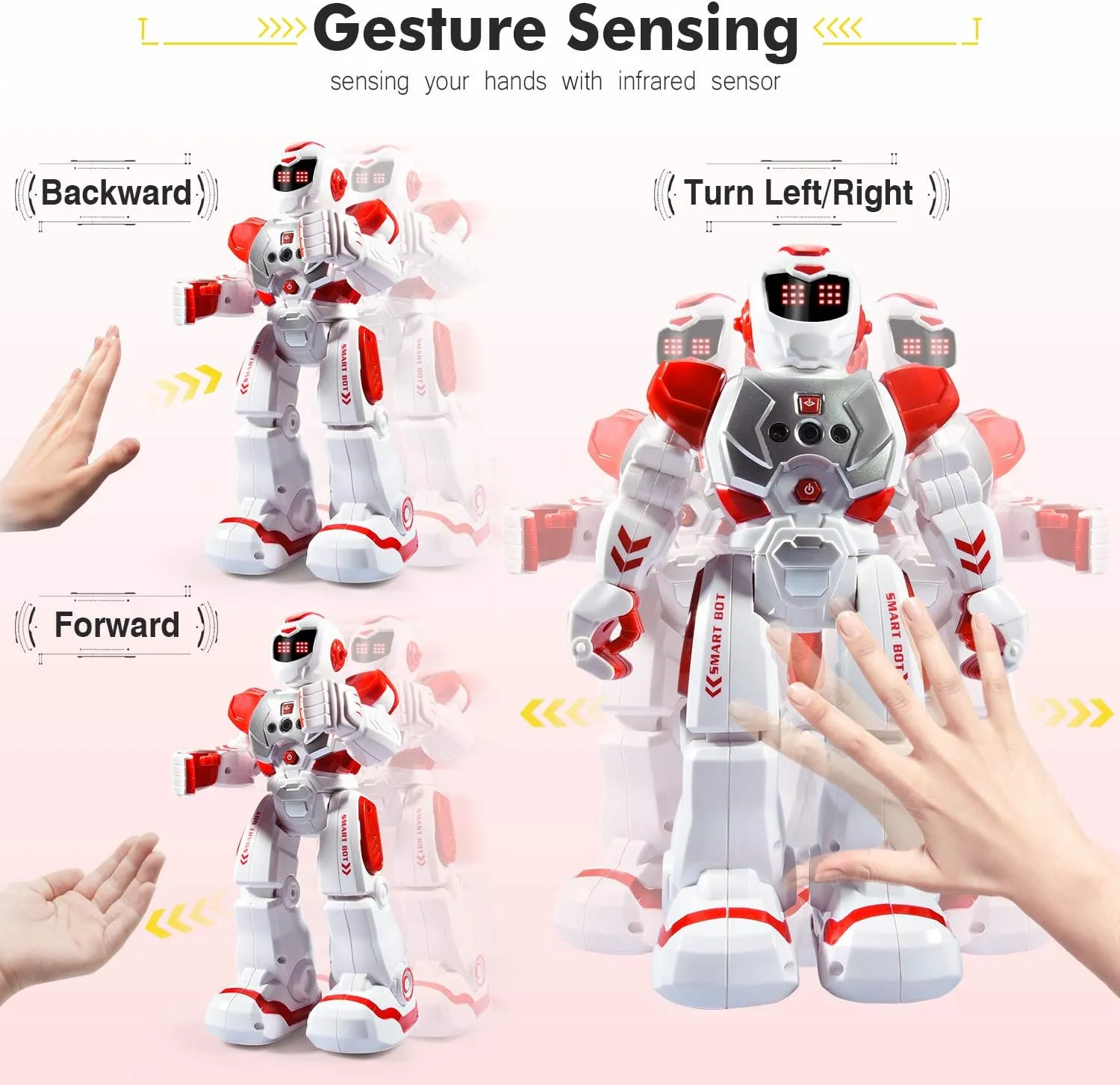 RC Robots for Kids, Intelligent Programming Robot Toy, boy Toy Remote Control Robot, Singing, Dance, Talking, Gesture Sensing Robotic Toys Boys Girls Kids Gift (Red)