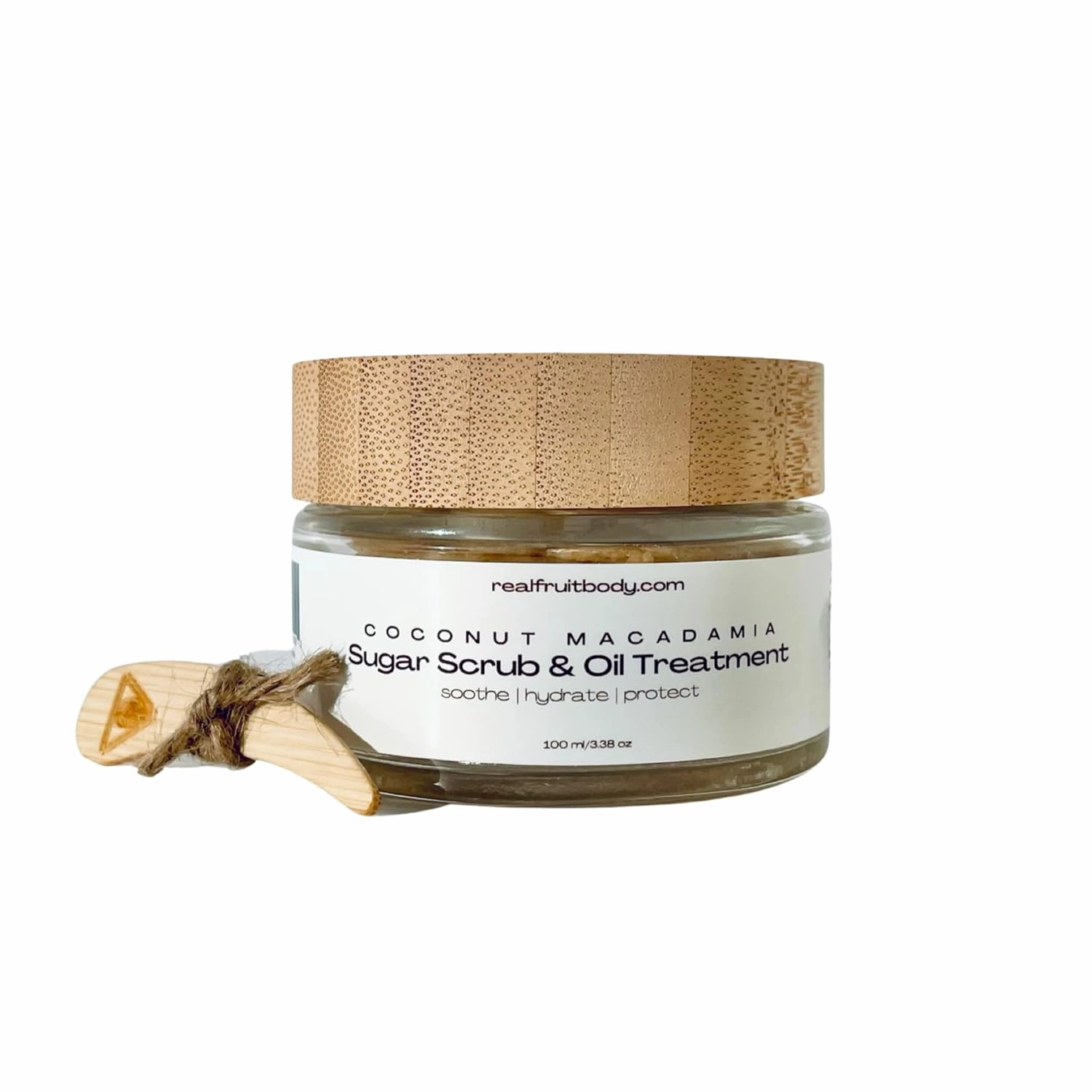 Real Fruit Body® Coconut Macadamia Sugar Scrub and Oil Treatment - 100% Pure and Natural, Leaping Bunny® Certified Cruelty Free, Vegan, Organic - 1.38 Ounce | 50 ml