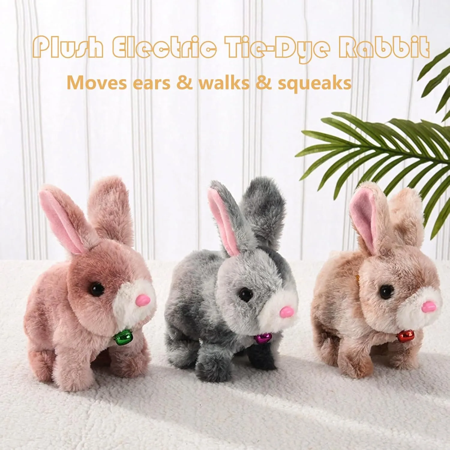 Realistic Moving Bunny Toy with Jumping Ears - Interactive Electric Rabbit Stuffed Animal for Kids, Easter Gifts & Family Fun (TZ-03)
