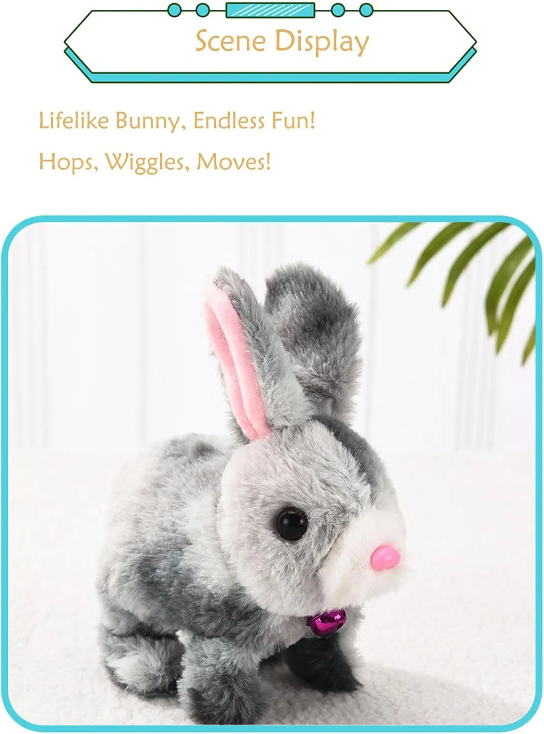 Realistic Moving Bunny Toy with Jumping Ears - Interactive Electric Rabbit Stuffed Animal for Kids, Easter Gifts & Family Fun (TZ-03)