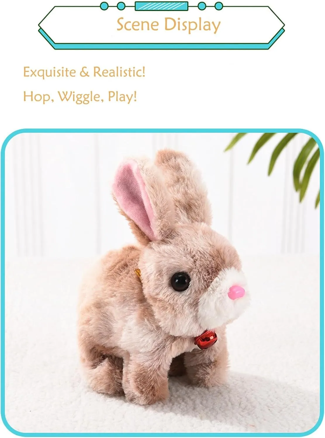 Realistic Moving Bunny Toy with Jumping Ears - Interactive Electric Rabbit Stuffed Animal for Kids, Easter Gifts & Family Fun (TZ-03)