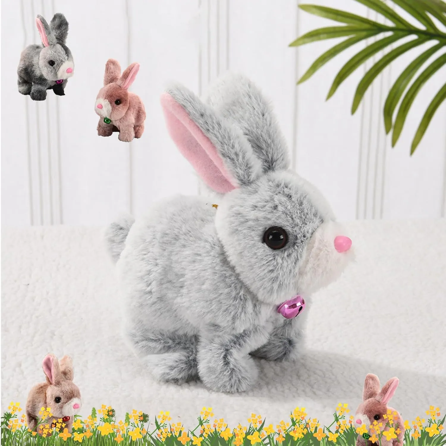 Realistic Moving Bunny Toy with Jumping Ears - Interactive Electric Rabbit Stuffed Animal for Kids, Easter Gifts & Family Fun (TZ04)