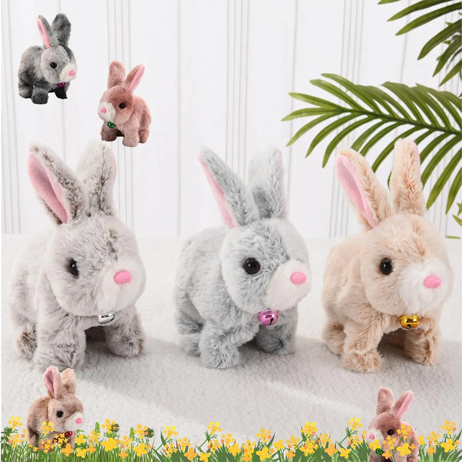 Realistic Moving Bunny Toy with Jumping Ears - Interactive Electric Rabbit Stuffed Animal for Kids, Easter Gifts & Family Fun (TZ04)
