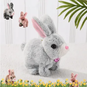 Realistic Moving Bunny Toy with Jumping Ears - Interactive Electric Rabbit Stuffed Animal for Kids, Easter Gifts & Family Fun (TZ04)