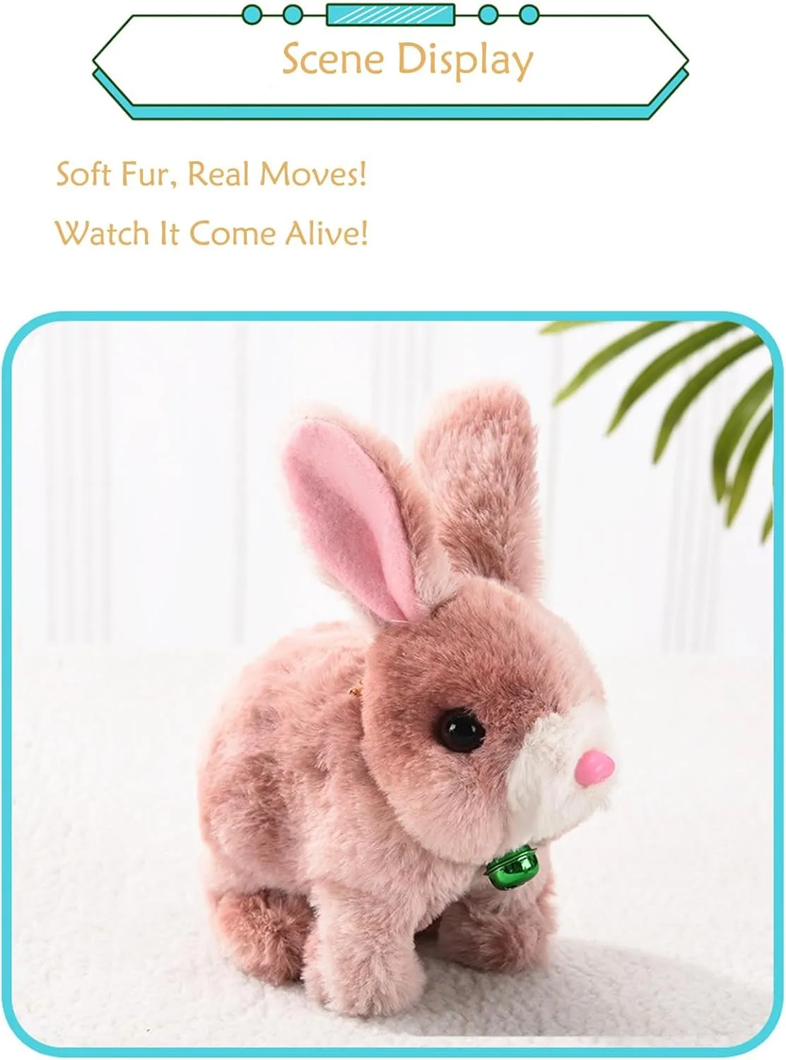 Realistic Moving Bunny Toy with Jumping Ears - Interactive Electric Rabbit Stuffed Animal for Kids, Easter Gifts & Family Fun (TZ04)