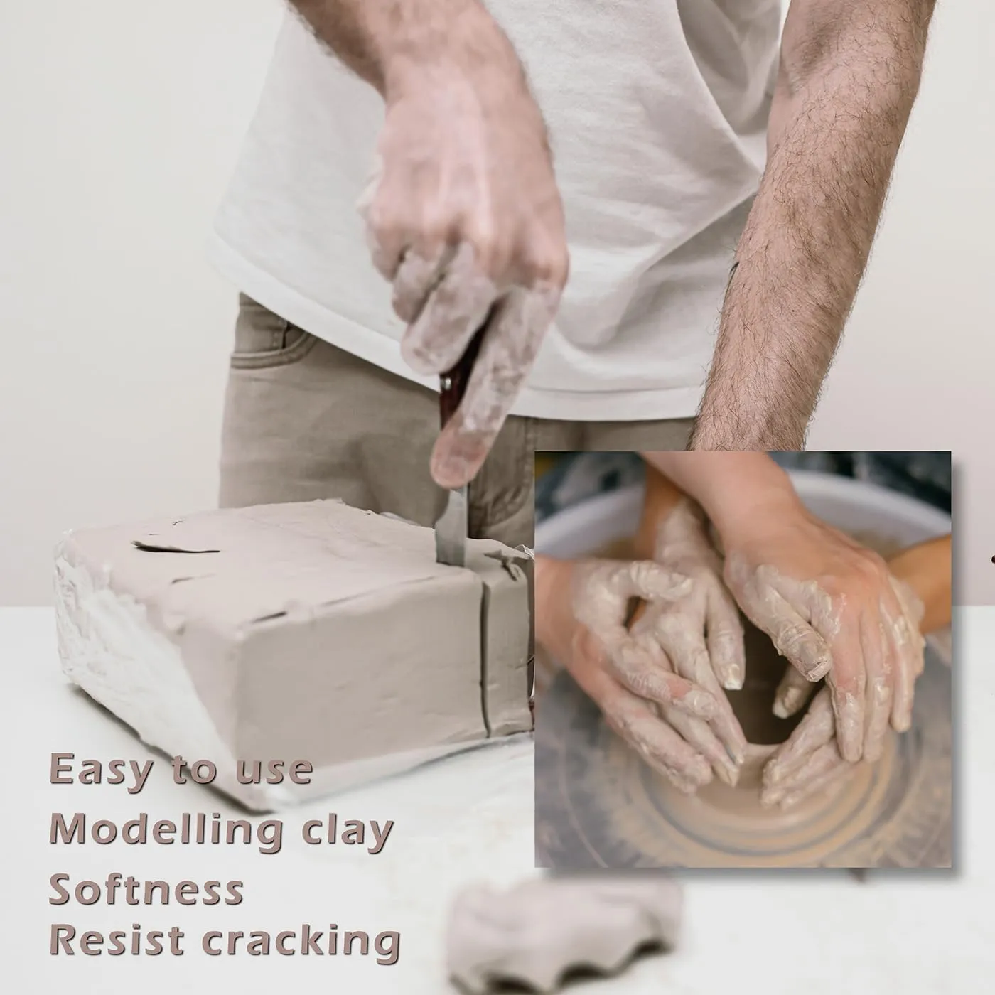 ReArt Stone Mid High Fire Pottery Clay Cone 05-10 for Wheel Throwing Hand Building Pottery Clay for Sculpting All-Purpose Modeling Clay (High Fire 5Lbs)
