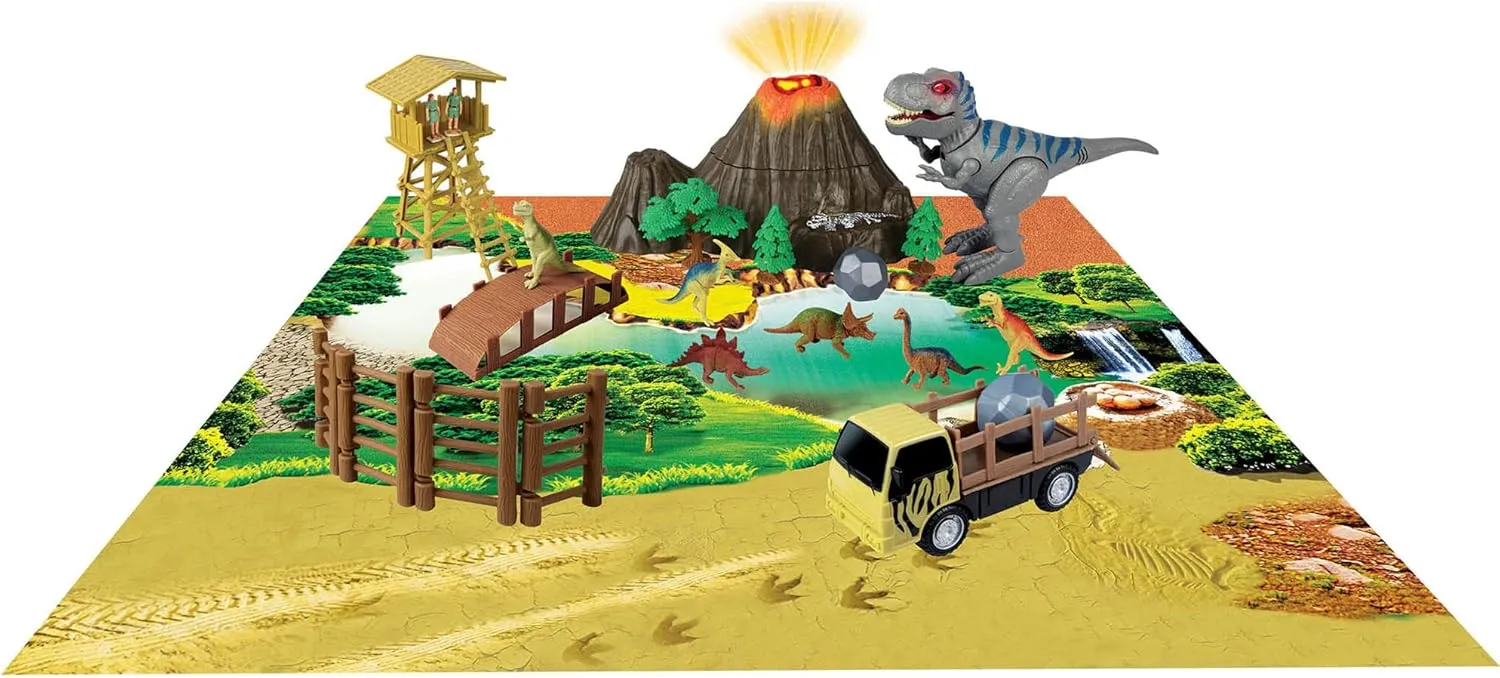 Red Box Pre-Historic Times: Large Dinosaur Park W/Walking T-REX - Light & Sounds, Children's Playset, Ages 3 