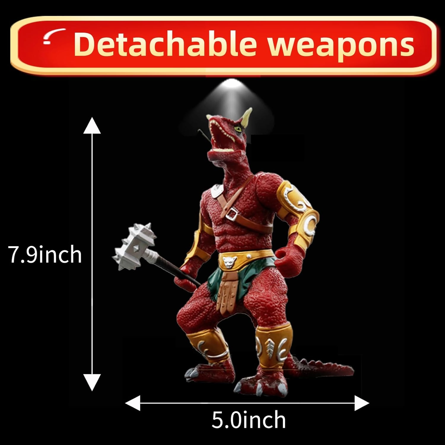 Red 8x5 Inch Big Dinosaur Toys, Detachable Weapons, Kids Dinosaur Toys with Movable Joints, Ages 3-5