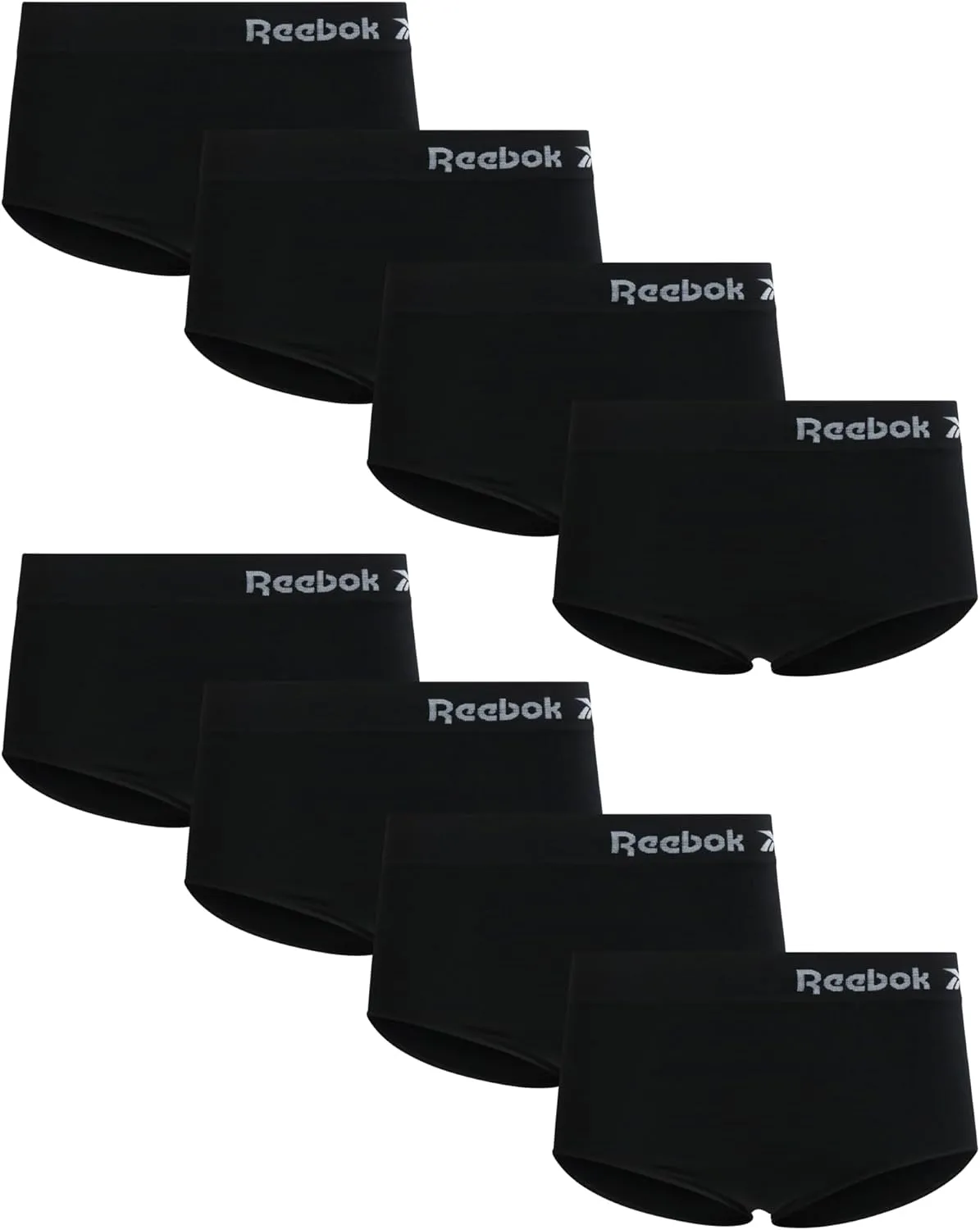 Reebok Women's Briefs Underwear - 8 Pack Seamless Stretch Performance High Cut or Boy Shorts Panties for Women (Sizes: S-XL)