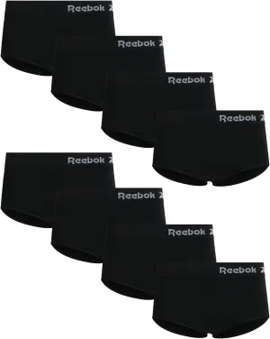 Reebok Women's Briefs Underwear - 8 Pack Seamless Stretch Performance High Cut or Boy Shorts Panties for Women (Sizes: S-XL)