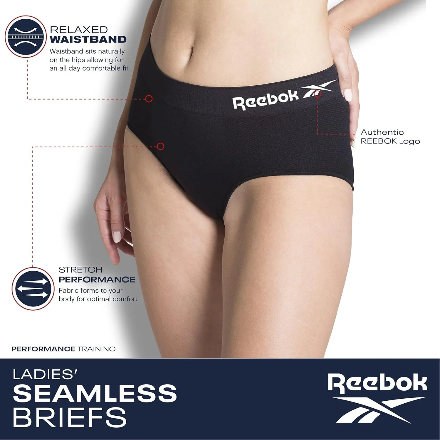 Reebok Women's Briefs Underwear - 8 Pack Seamless Stretch Performance High Cut or Boy Shorts Panties for Women (Sizes: S-XL)
